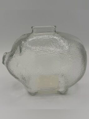 Anchor Hocking- Clear Textured Glass Piggy Bank